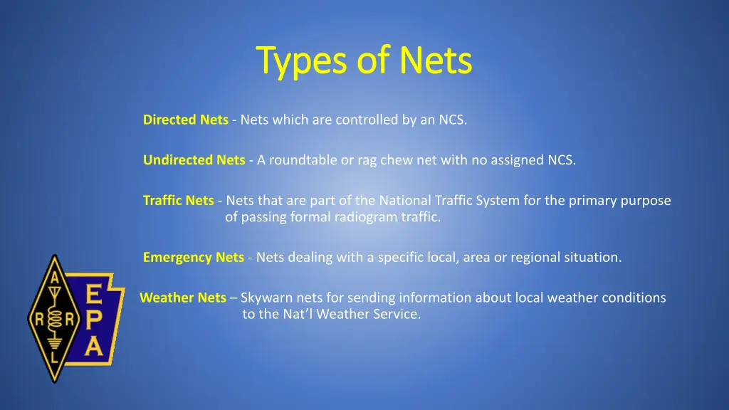 types of nets types of nets