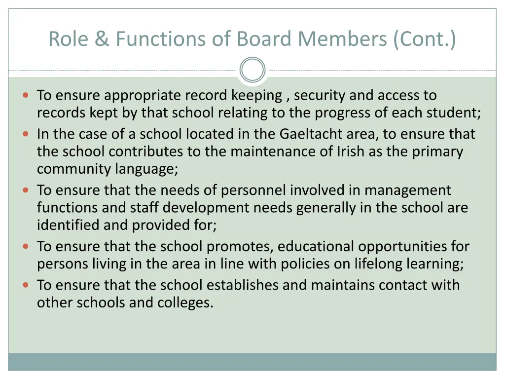 role functions of board members cont 1