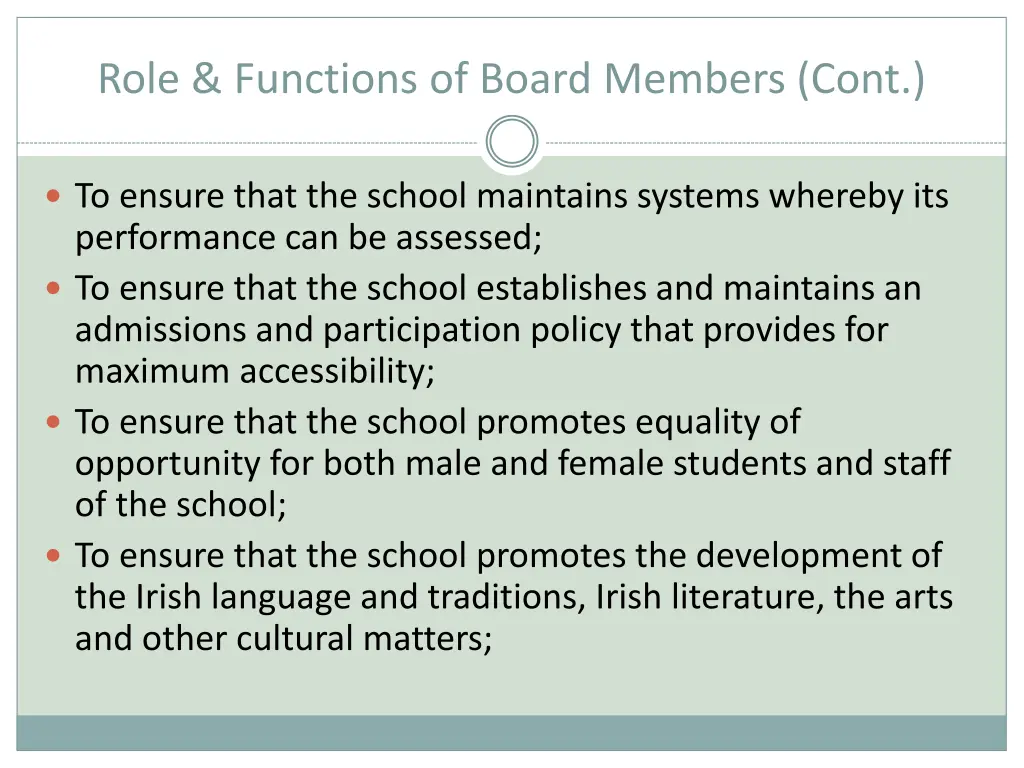 role functions of board members cont