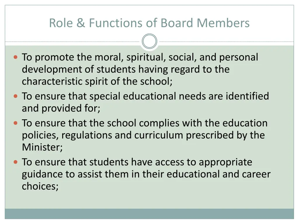 role functions of board members