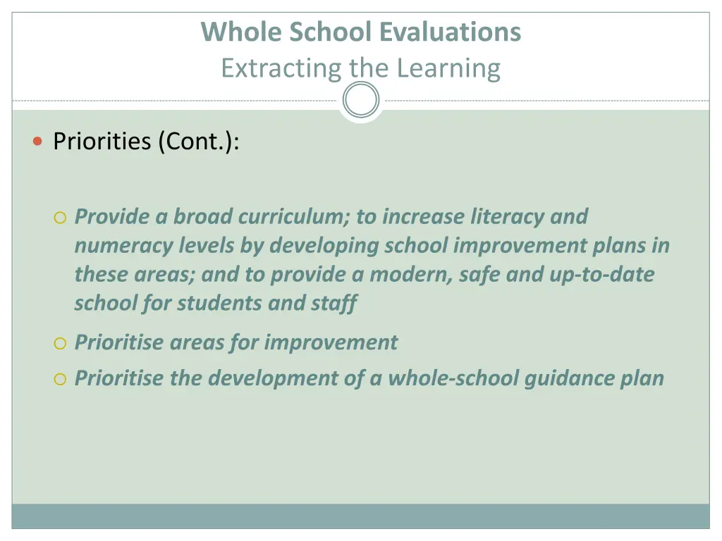 whole school evaluations extracting the learning 1