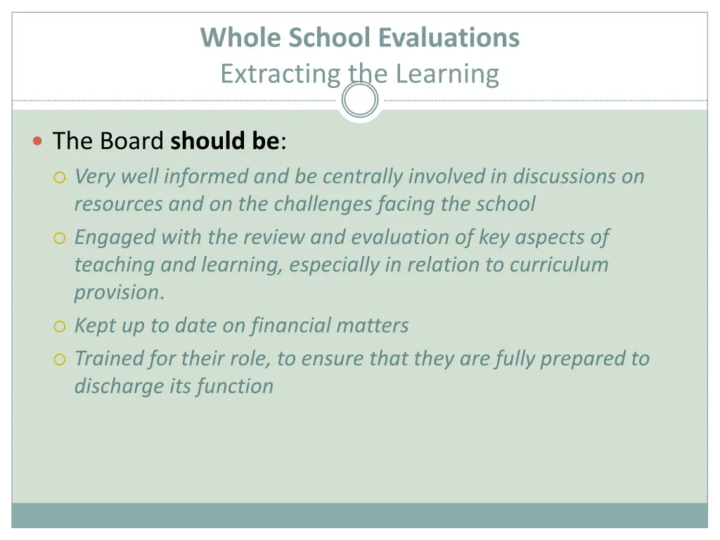 whole school evaluations extracting the learning 2