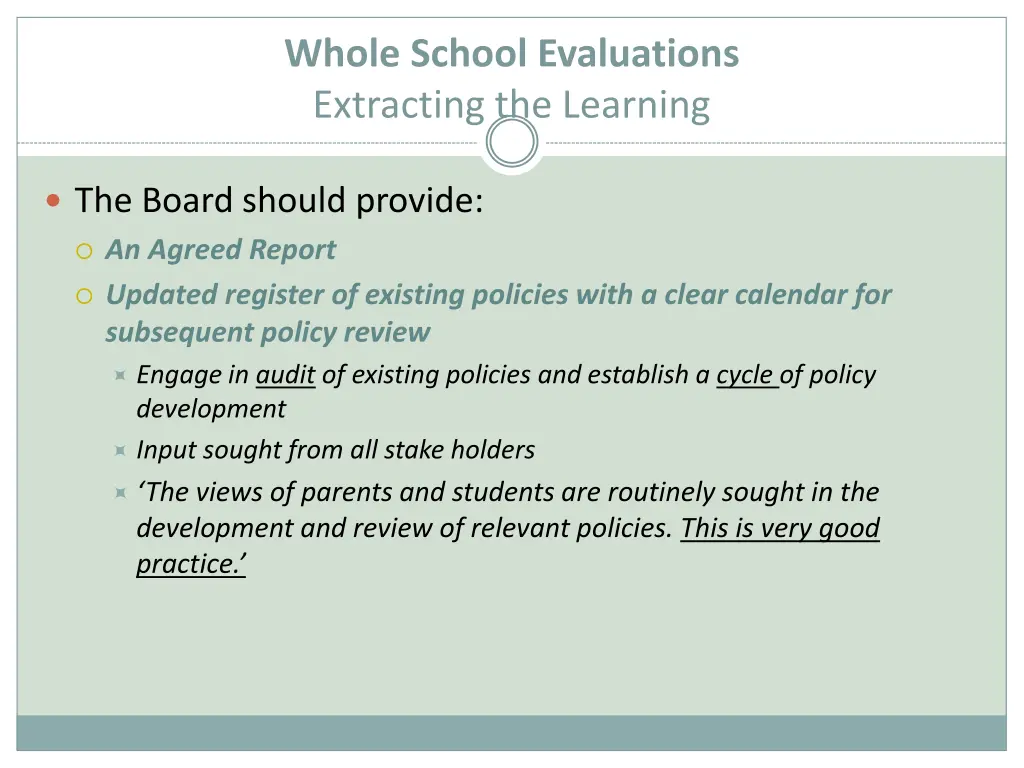 whole school evaluations extracting the learning 4