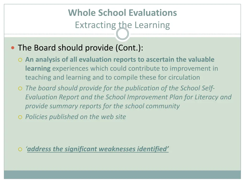 whole school evaluations extracting the learning 5