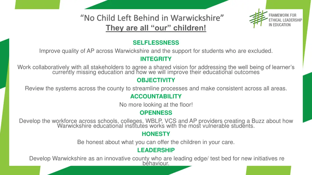 no child left behind in warwickshire