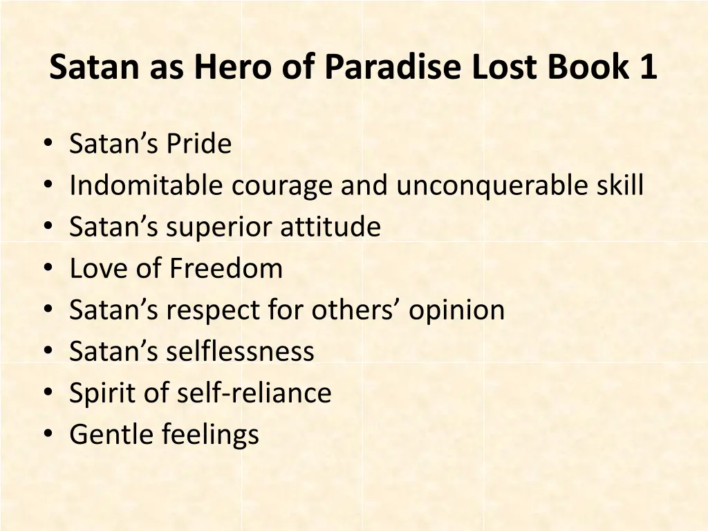 satan as hero of paradise lost book 1