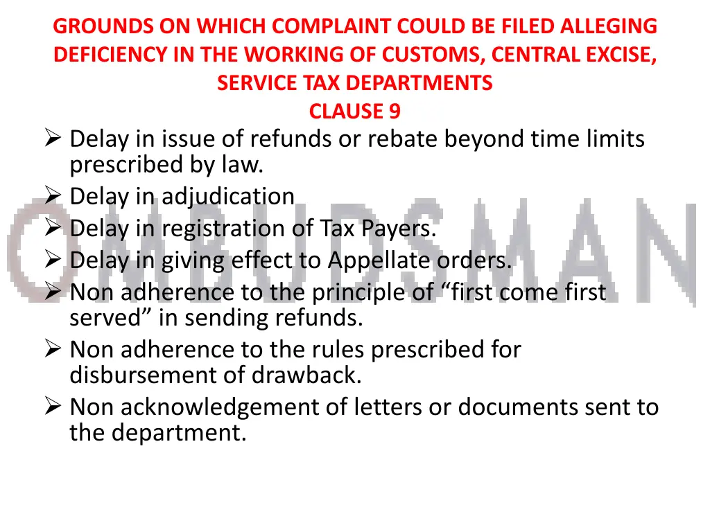 grounds on which complaint could be filed