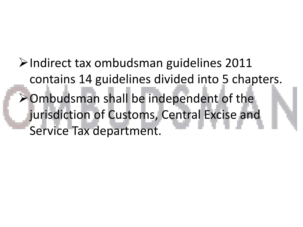 indirect tax ombudsman guidelines 2011 contains