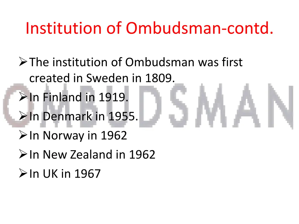 institution of ombudsman contd