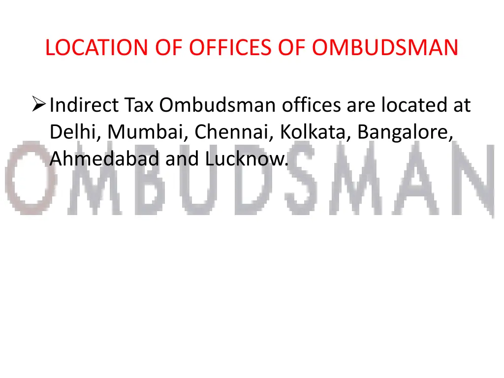 location of offices of ombudsman