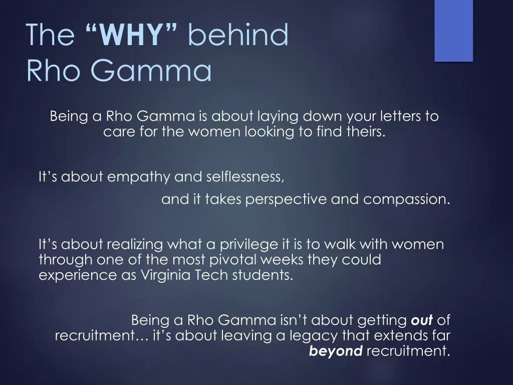 the why behind rho gamma