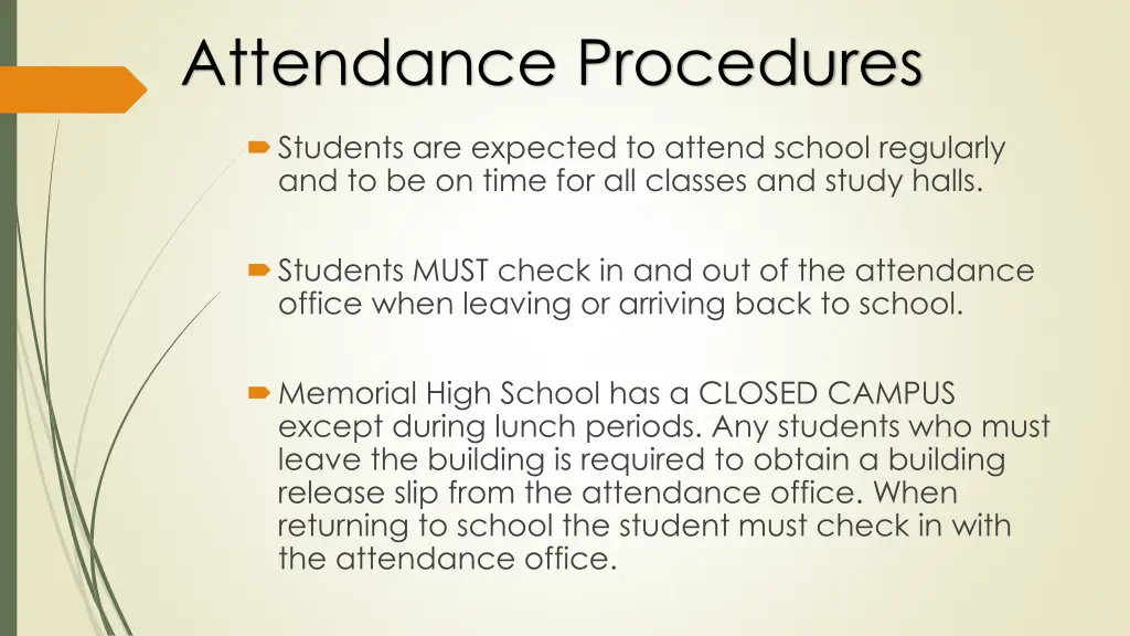 attendance procedures