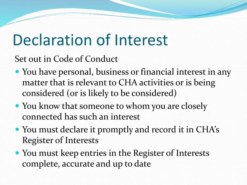 declaration of interest