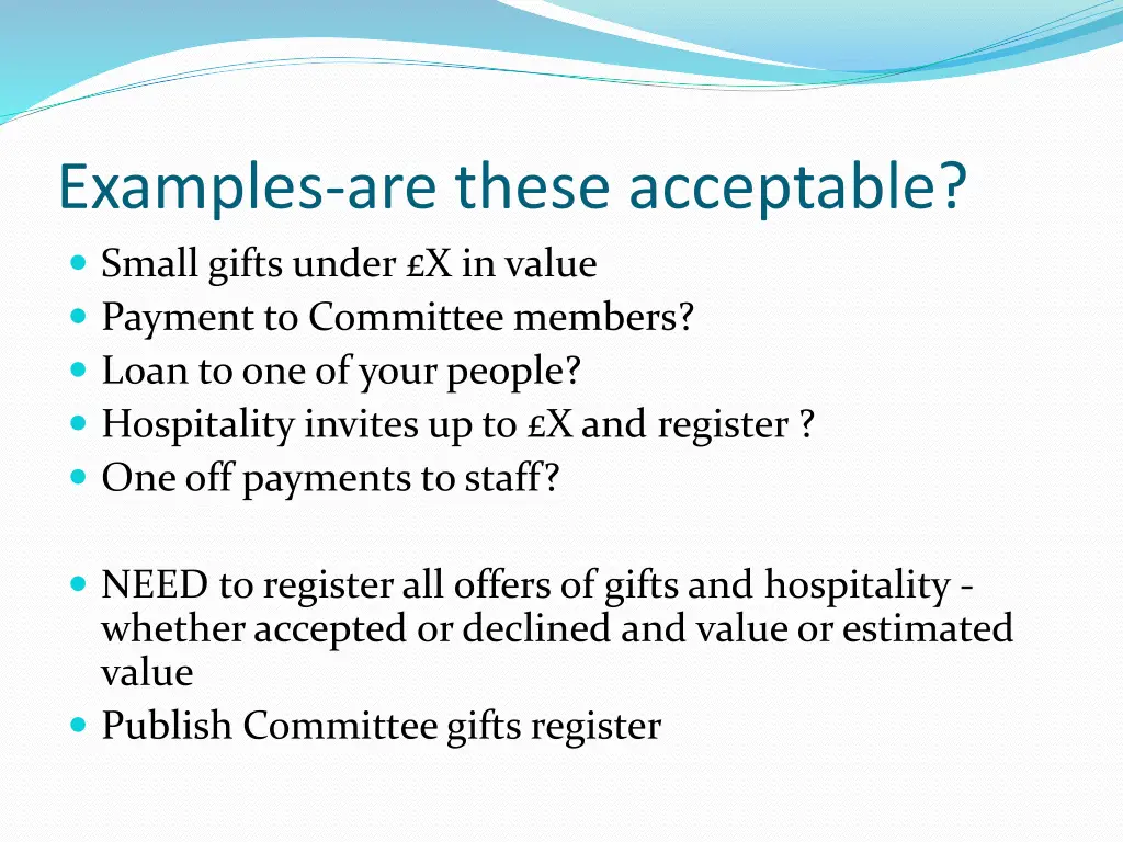 examples are these acceptable small gifts under