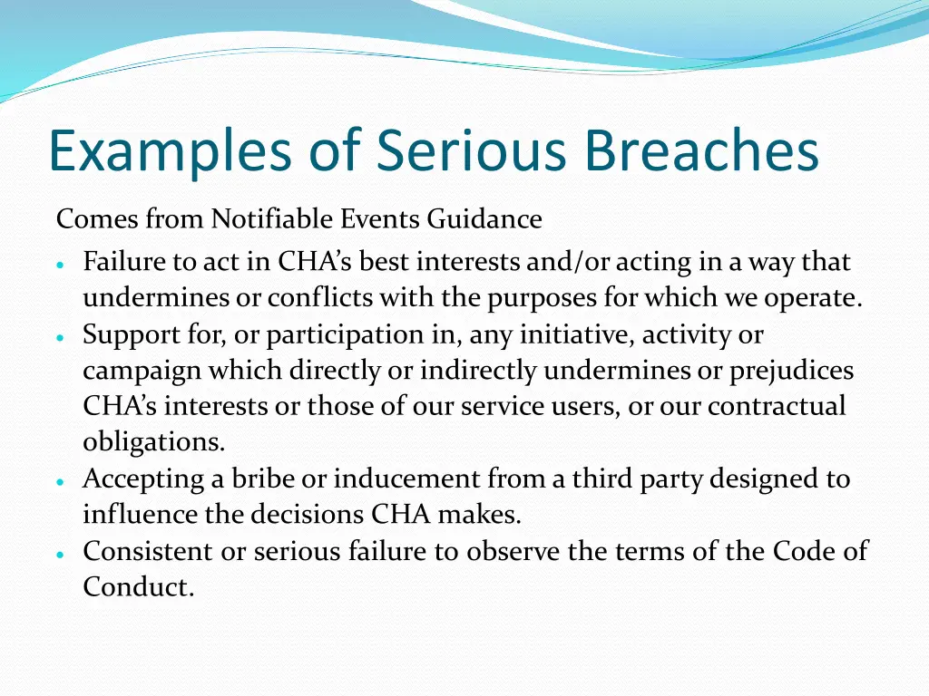 examples of serious breaches