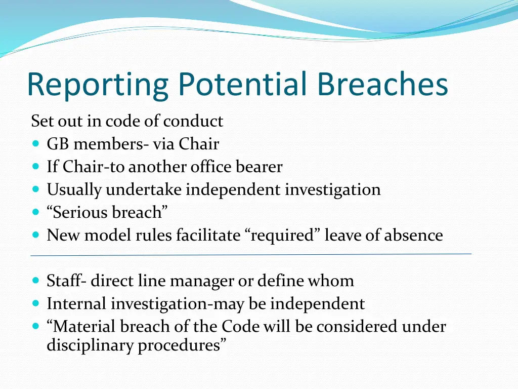 reporting potential breaches