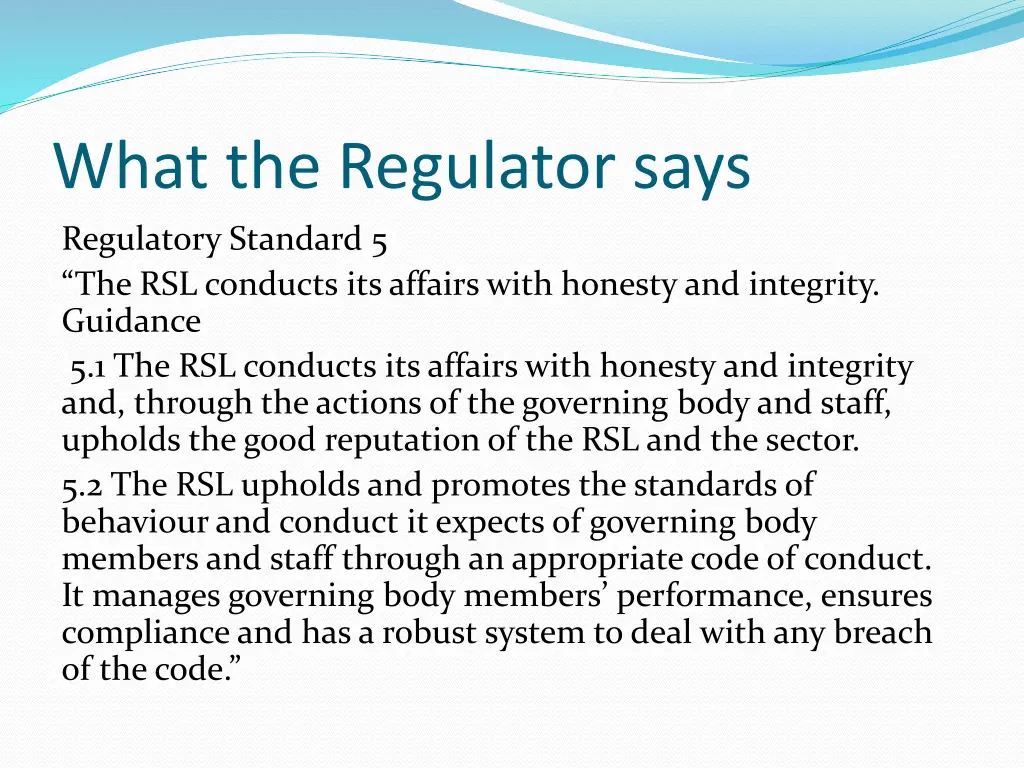 what the regulator says