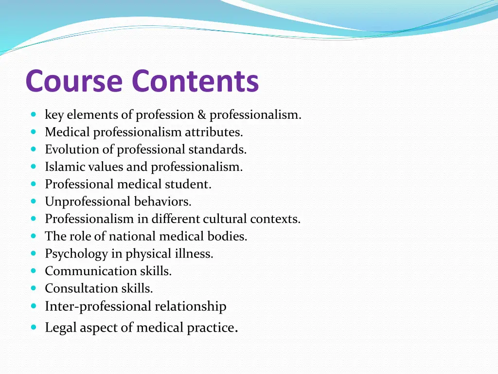 course contents