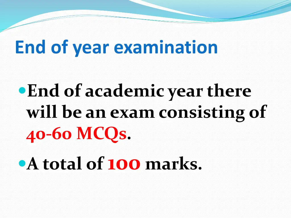 end of year examination