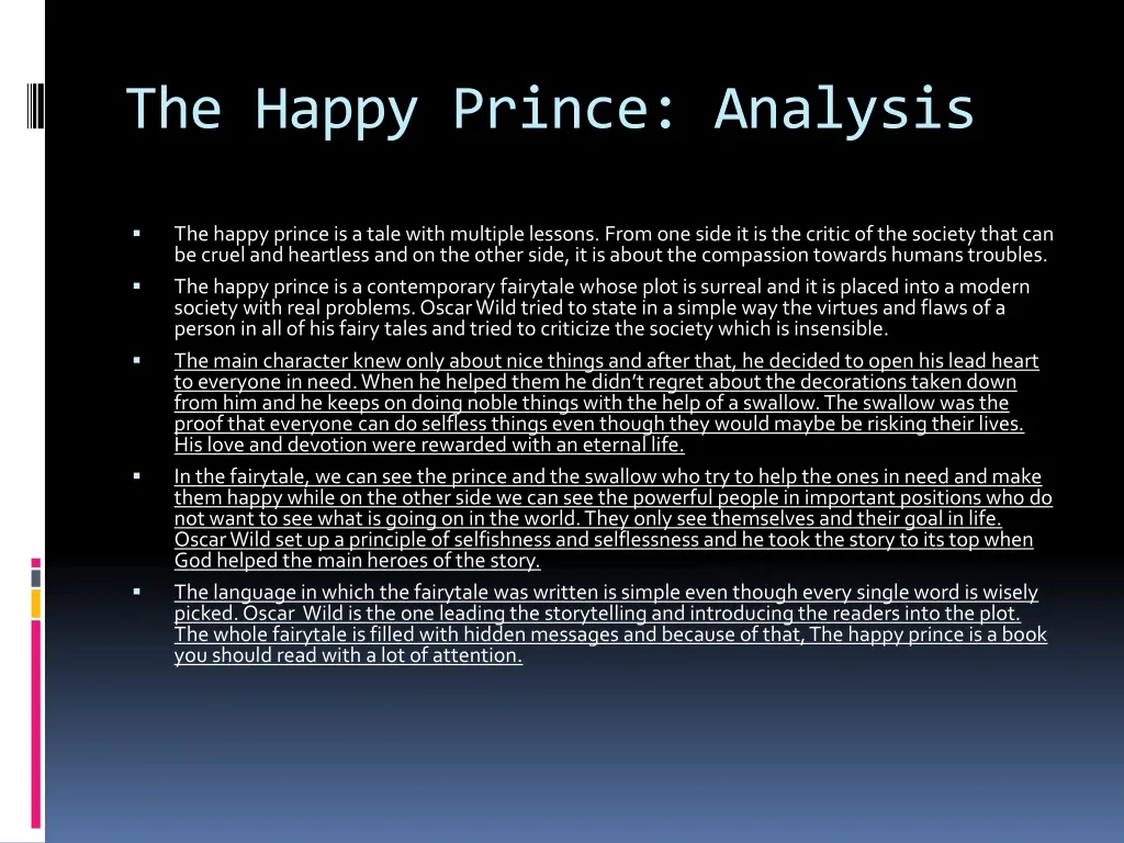 the happy prince analysis