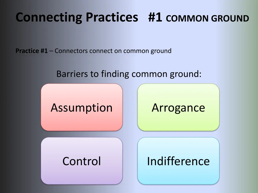 connecting practices 1 common ground