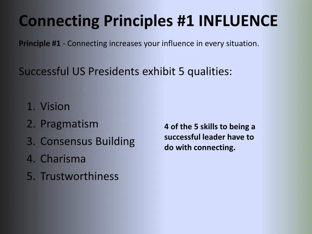 connecting principles 1 influence