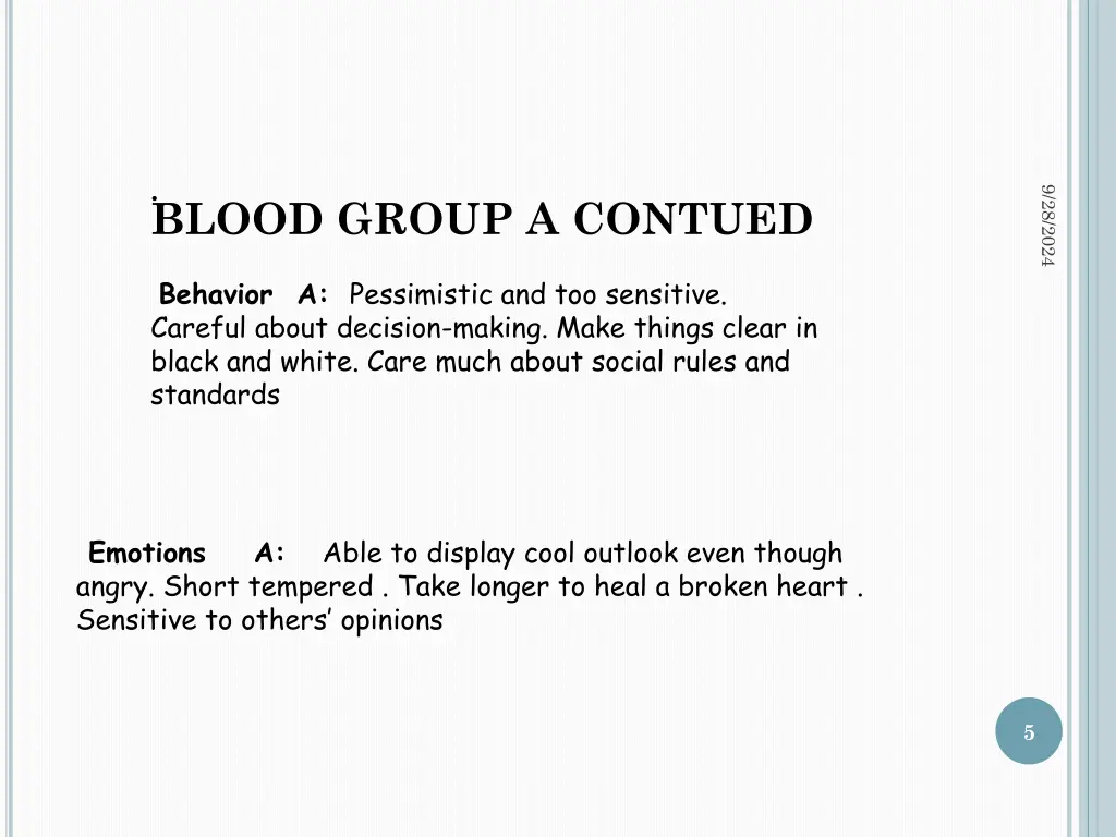 blood group a contued