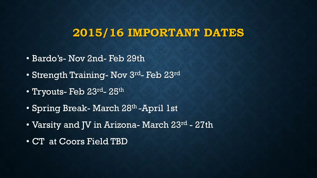 2015 16 important dates