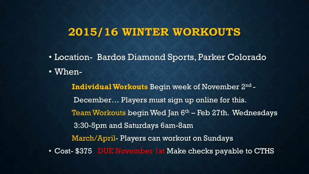 2015 16 winter workouts