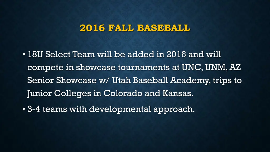 2016 fall baseball