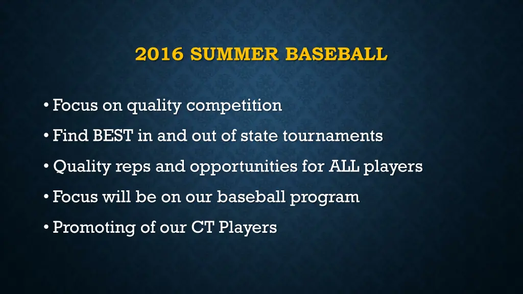 2016 summer baseball