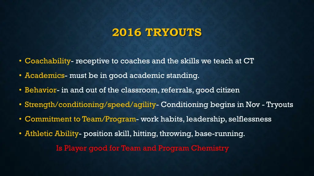 2016 tryouts