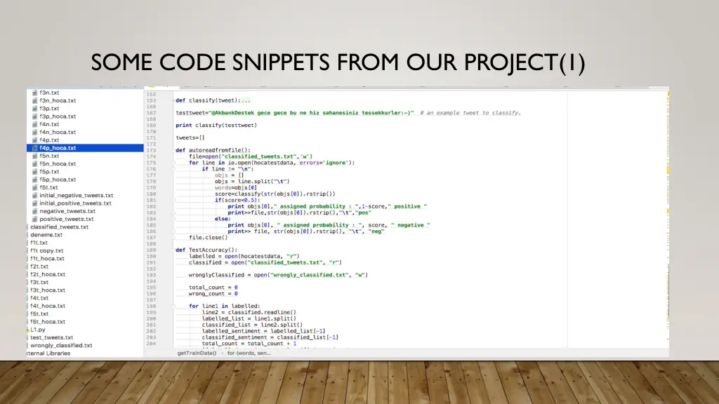 some code snippets from our project 1