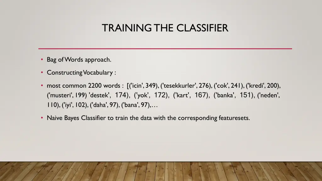 training the classifier