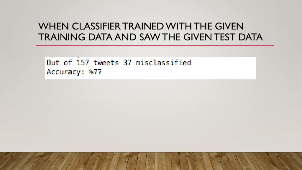 when classifier trained with the given training