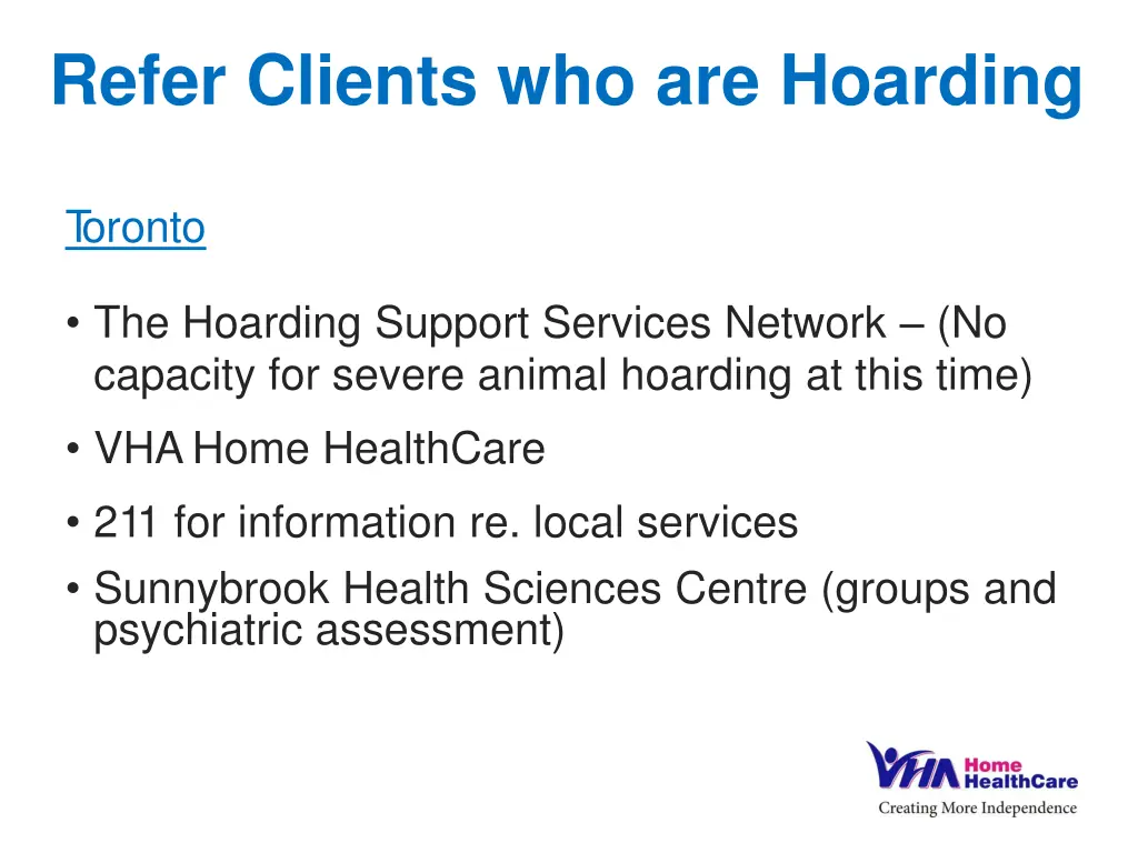 refer clients who are hoarding