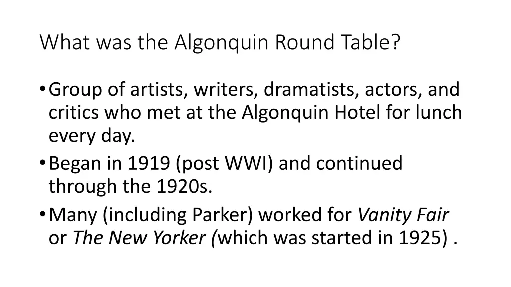 what was the algonquin round table