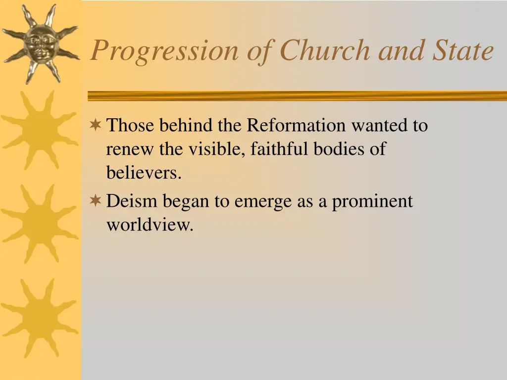 progression of church and state