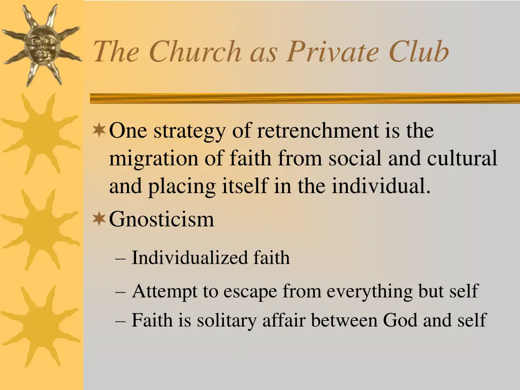 the church as private club