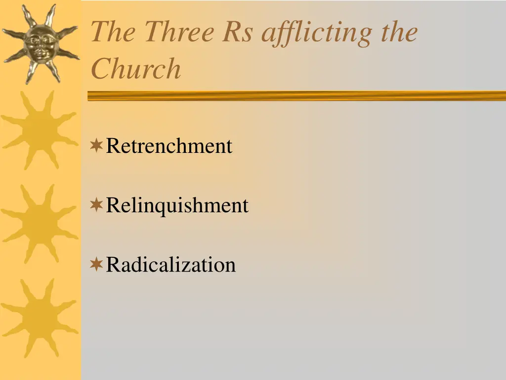 the three rs afflicting the church