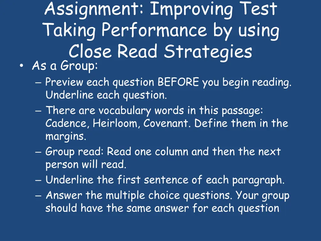 assignment improving test taking performance