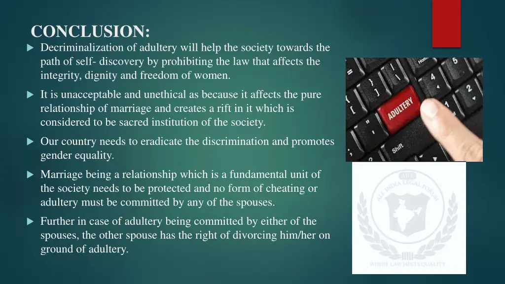 conclusion decriminalization of adultery will