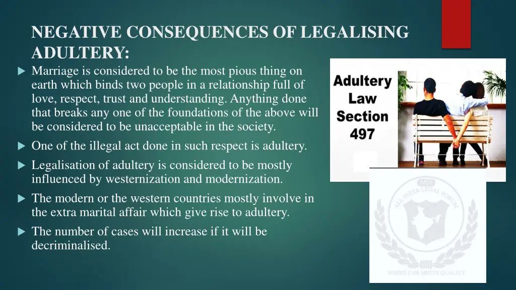 negative consequences of legalising adultery