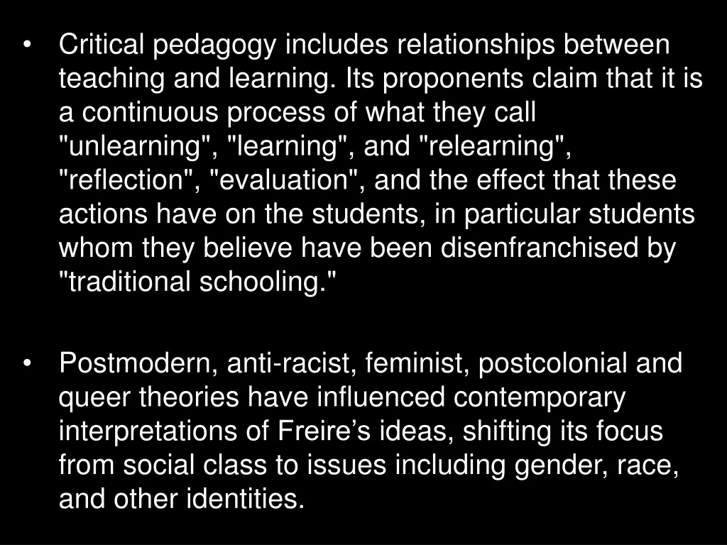 critical pedagogy includes relationships between