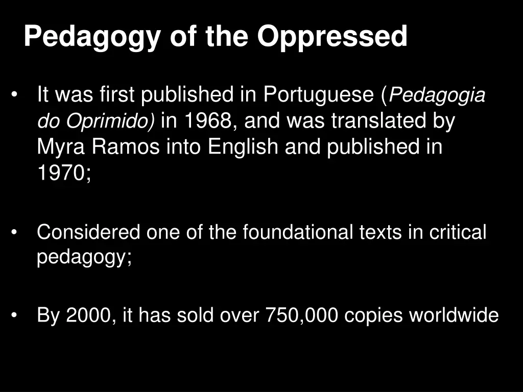 pedagogy of the oppressed