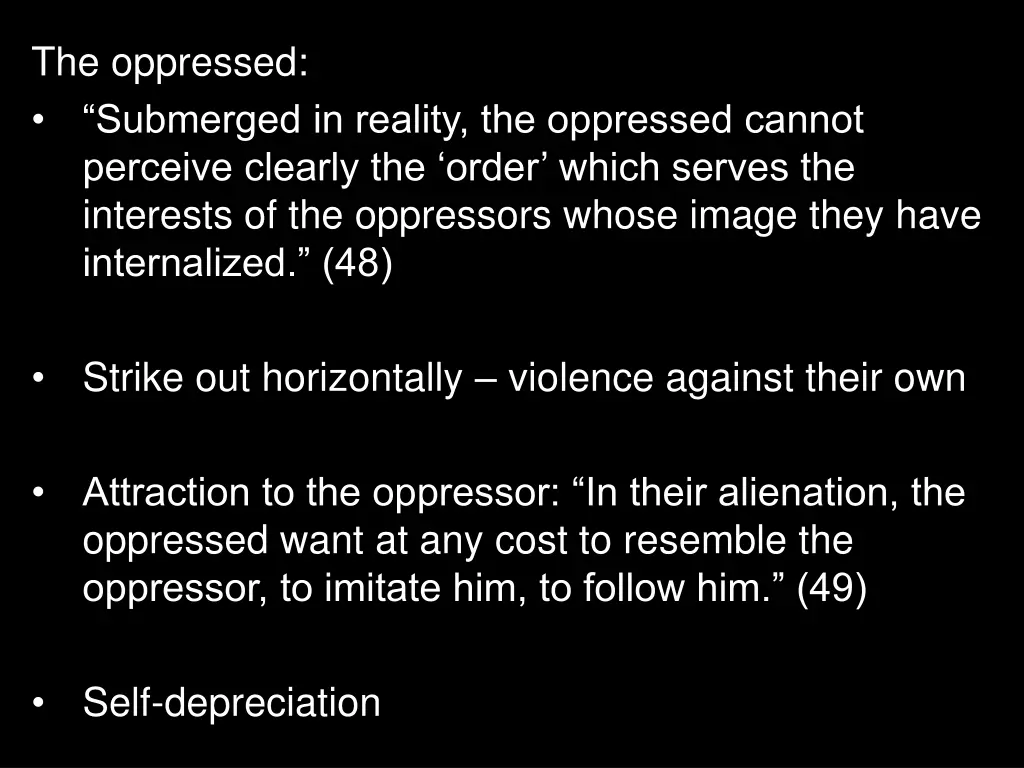 the oppressed submerged in reality the oppressed