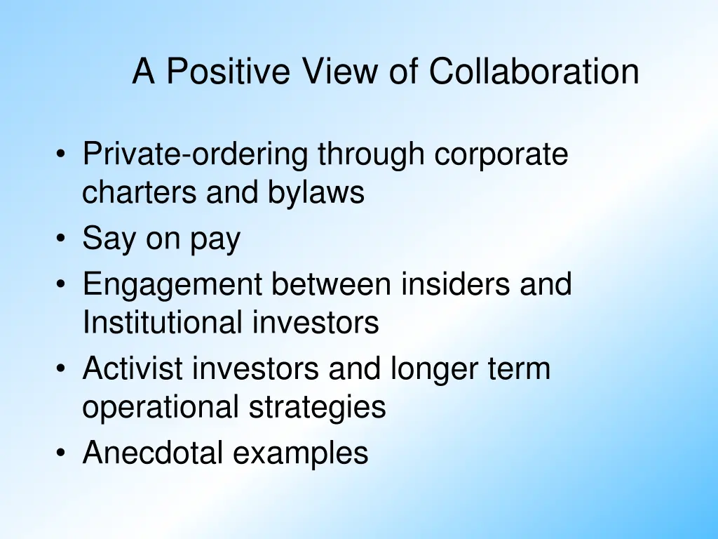 a positive view of collaboration