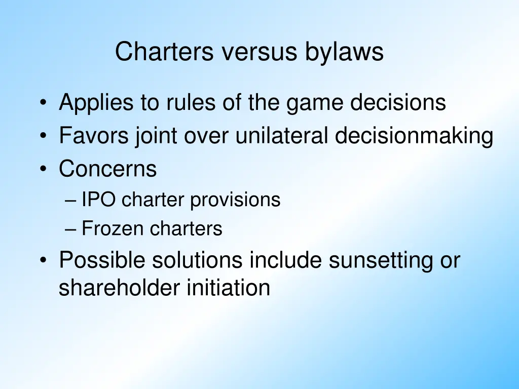 charters versus bylaws