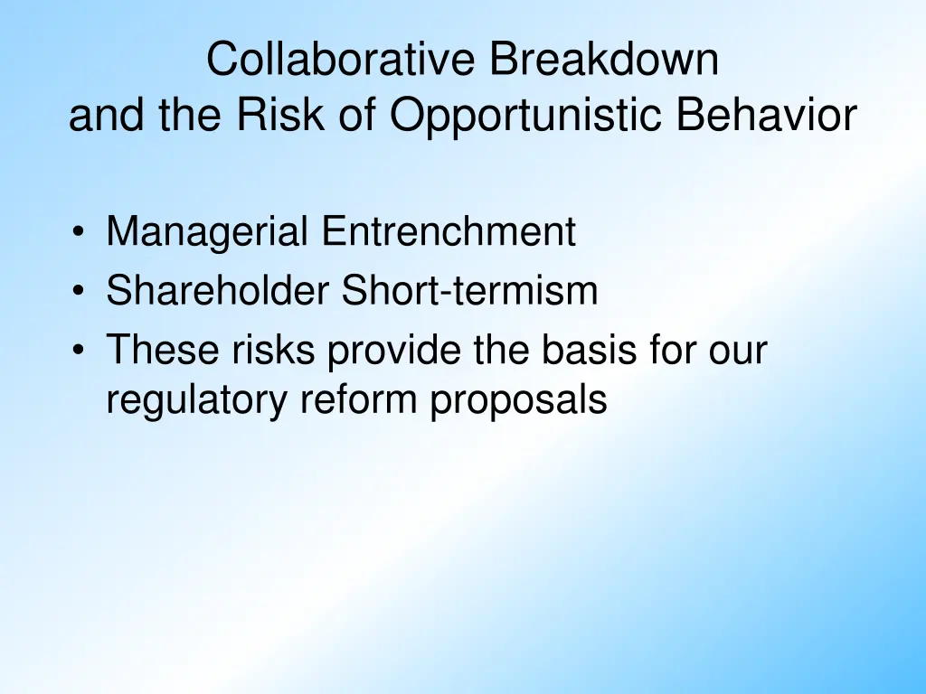 collaborative breakdown and the risk