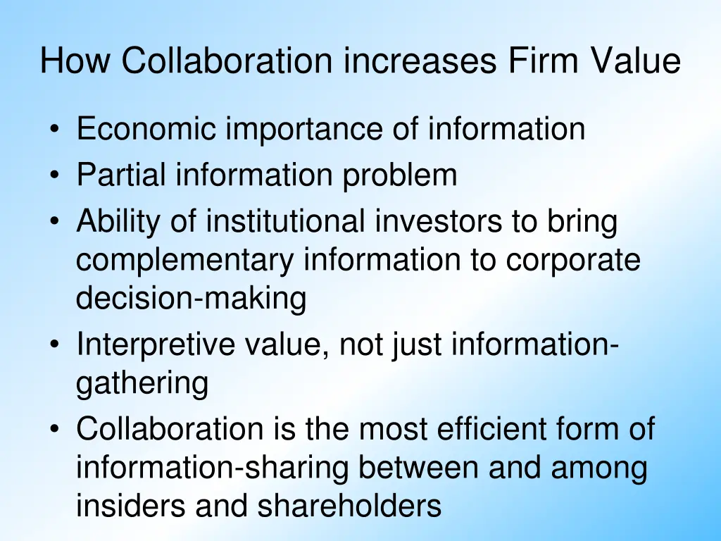 how collaboration increases firm value